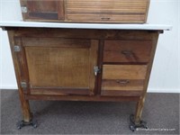 Antique Marsh Hoosier Cabinet W Enameled Table Asset Marketing