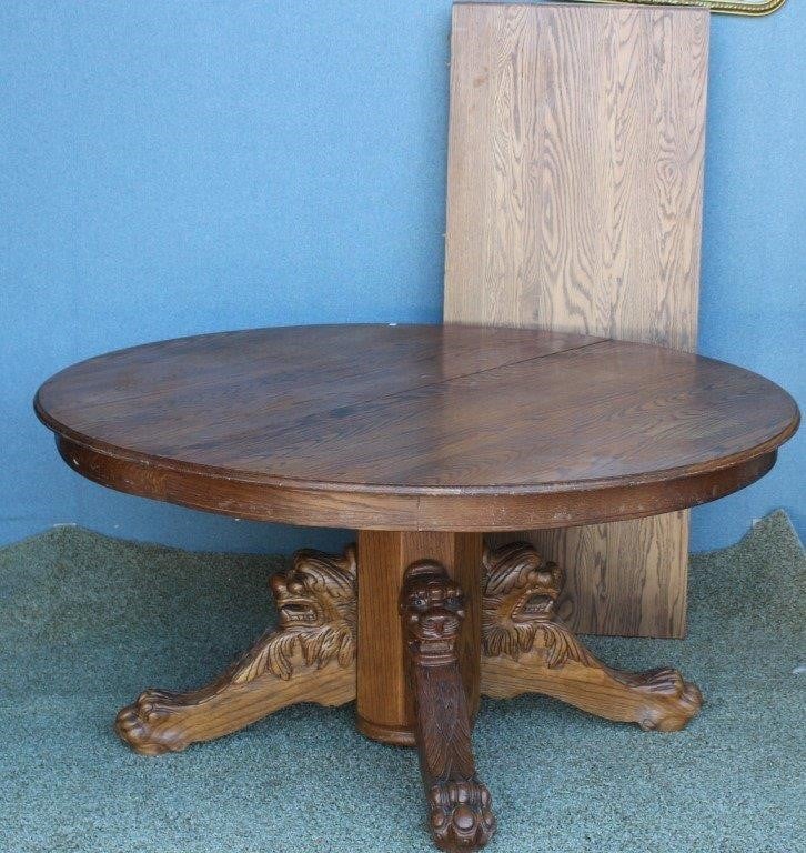 Antique Carved Lion Head & Claw Foot Oak Table.... | Idaho ...