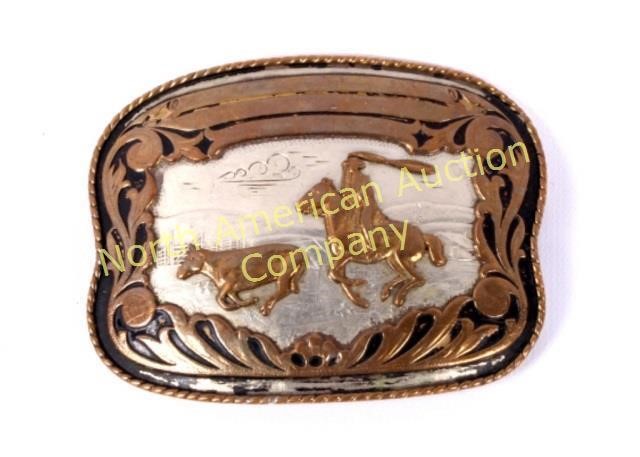 1940&#39;s Comstock German Silver Cowboy Belt Buckle | North American Auction Company