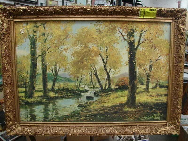 Autumn Trees On Stream Print Signed Harland Young Auction