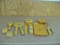 C 1925 French Ivory Celluloid Vanity Dresser Set Asset