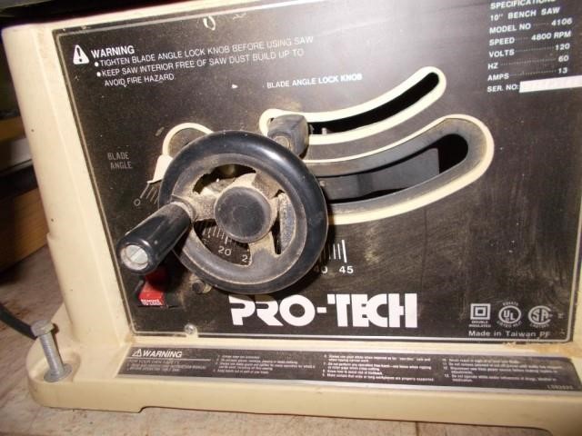 Pro Tech Bench Saw Mdl 4106 10 Ferris Auction Realty Co