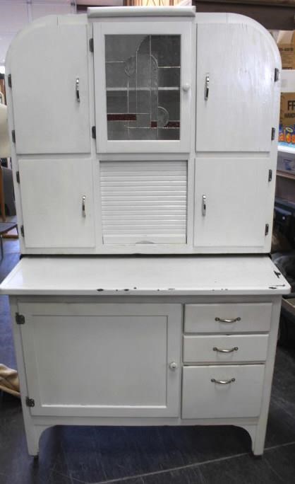 Art Deco White Enamel Top Kitchen Hoosier Cabinet Idaho Auction Barn