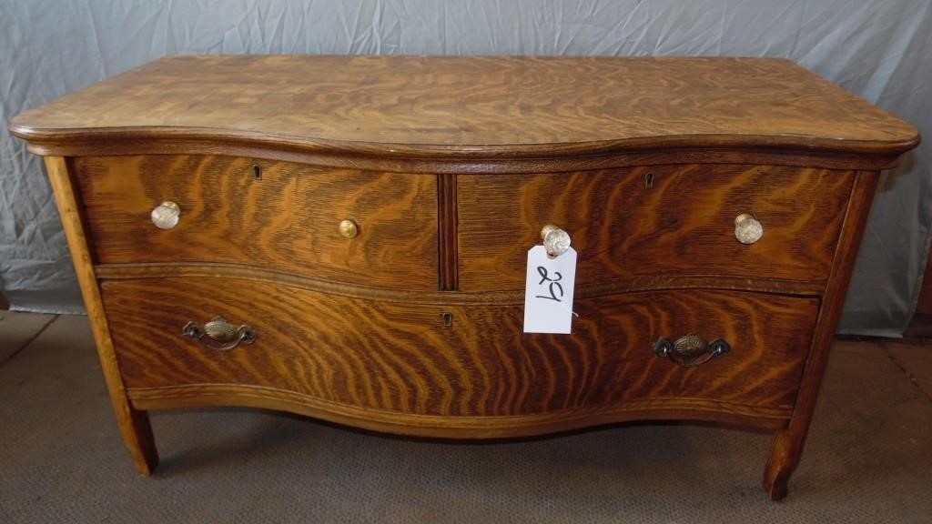 Antique Quarter Sawn Tiger Oak Dresser Equity Auction Company