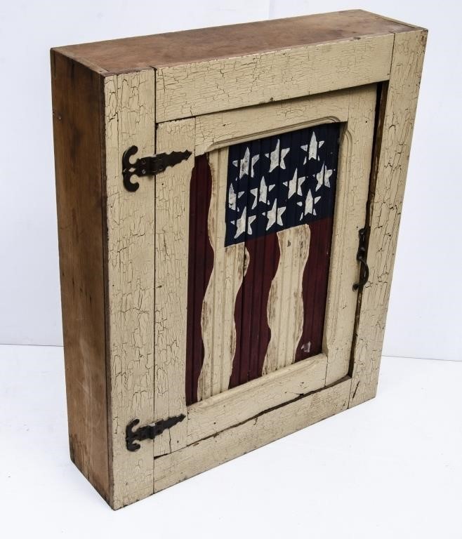 Rustic Primitive Patriotic Wooden Wall Cabinet The K And B