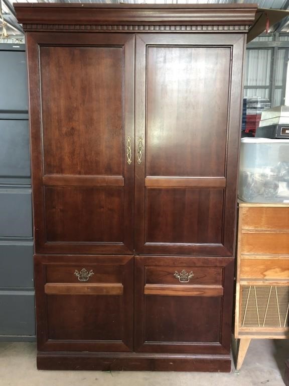 Wooden Armoire Tv Cabinet Big Barn Auction Co