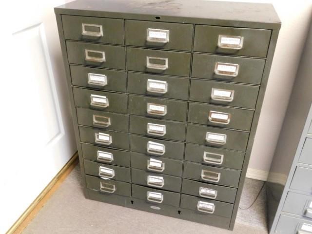 27 Drawer Metal Cabinet 29 3 4 X 13 X 37 1 2 Lenhart Auction
