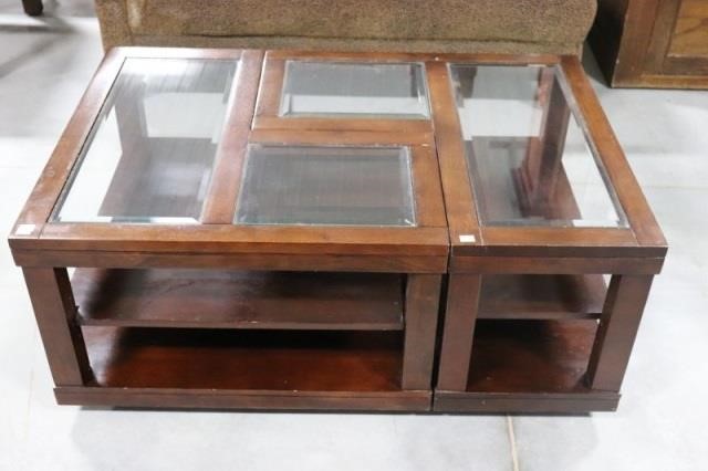 2 Pc Glass Top L Shaped Coffee Tables Shackelton Auctions Inc