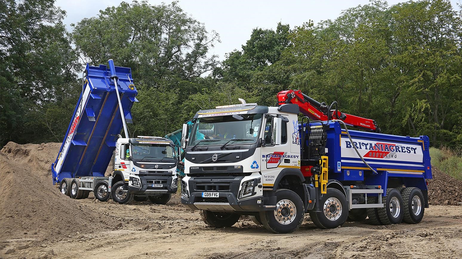 Surrey-Based Britaniacrest Recycling Ltd Purchases Nine New Volvo Skip Loaders & Tipper Trucks