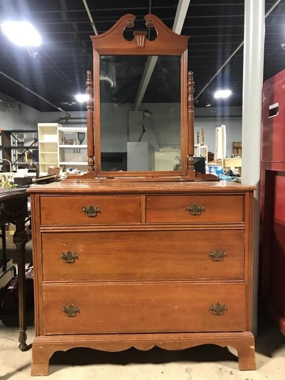 Vintage Vanity Dresser W Mirror Mtc, Antique Vanity Dresser With Mirror