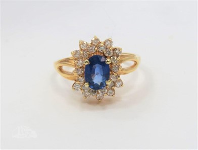 14k Yellow Gold Sapphire And Diamond Coctail Ring Other Items For