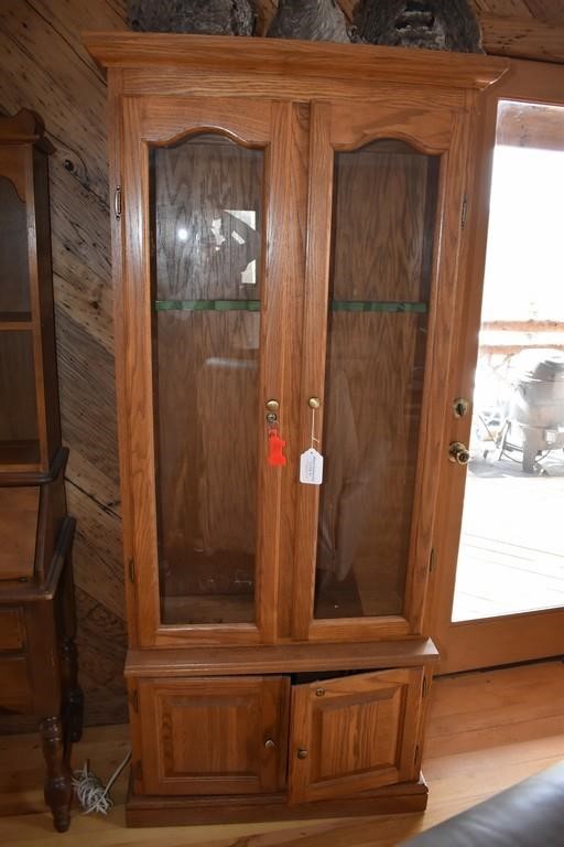Pine Gun Cabinet Locking Doors Glass Front Upper Ramsey