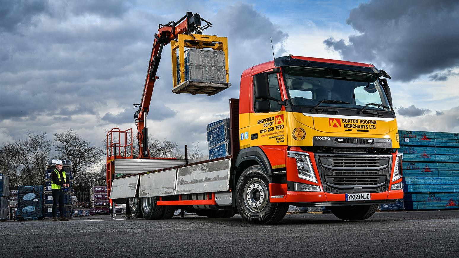 East Yorkshire-Based Burton Roofing Grows Fleet By Four New Volvo FM Crane Trucks