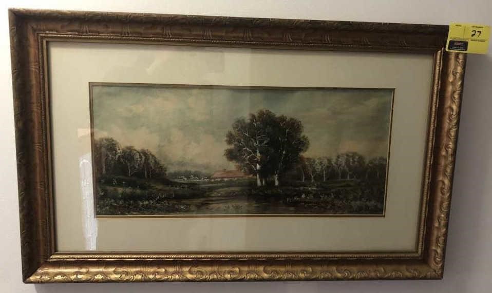 A Lovell Watercolor Landscape Painting Kraft Auction Service