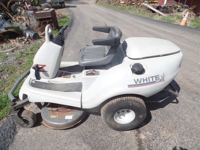 white riding lawn mower