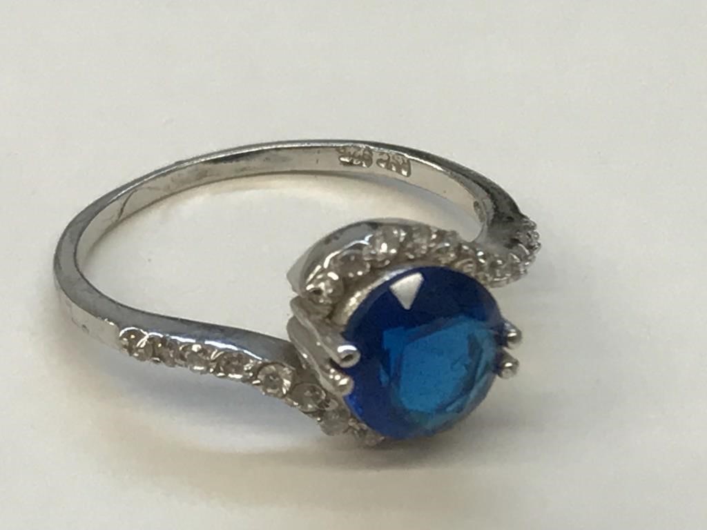 Blue Stone Ring Marked RSC 925 Duke Whiting Inc.