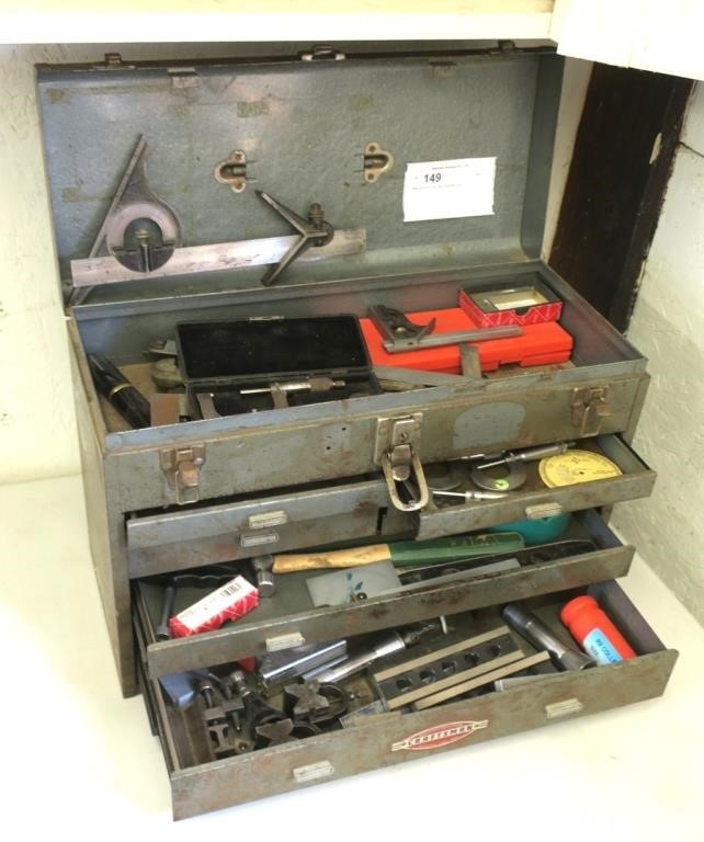 Machinist Tool Box With Assorted Tools Hessney Auction Co Ltd