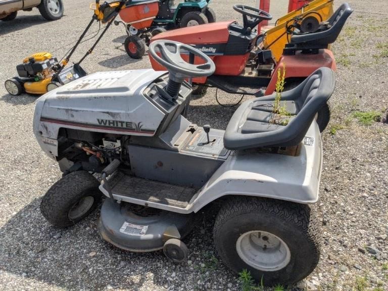 white lawn tractor