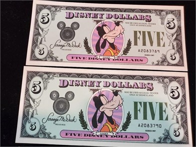 Rare1987 First Issue Consecutive 5 Disney Dollars Other Items For Sale 1 Listings Tractorhouse Com Page 1 Of 1