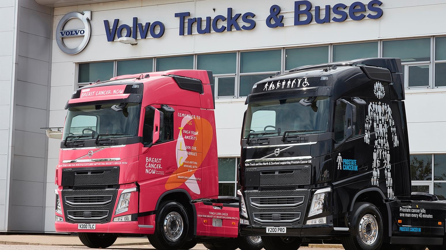 Volvo Truck & Bus Centre North & Scotland Brings Awareness To Cancer Charities With Two FH Demonstrator Trucks