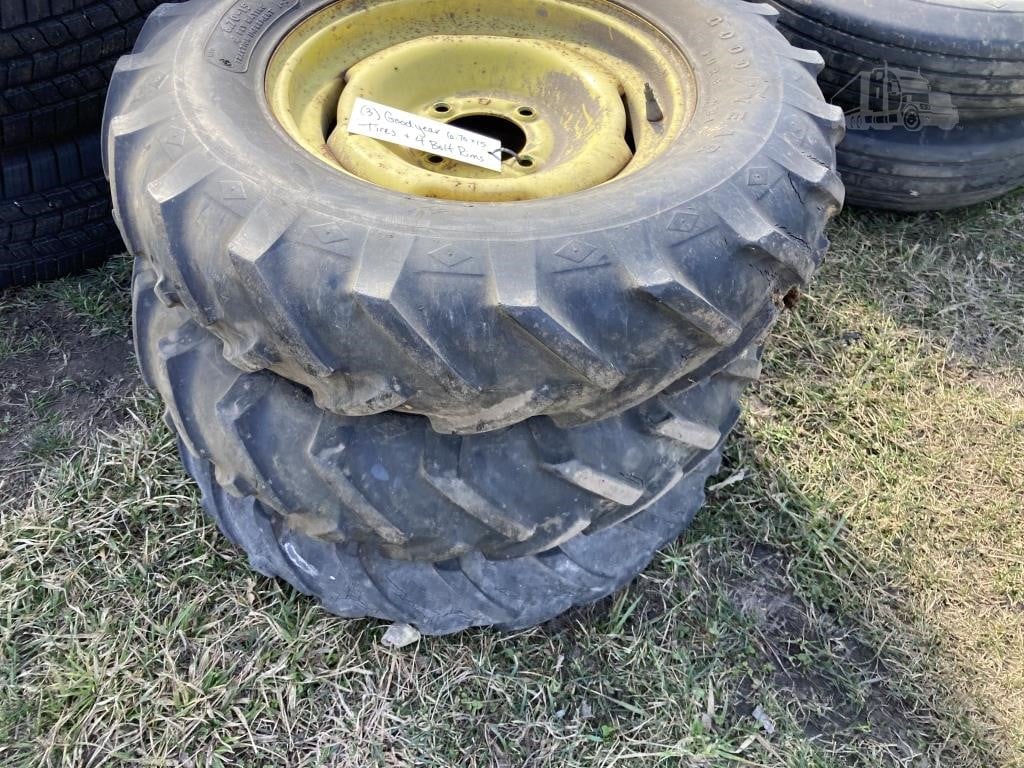 3) GOODYEAR 6.70X15 TIRES AND 4 BOLT RIMS Other Items Auction 