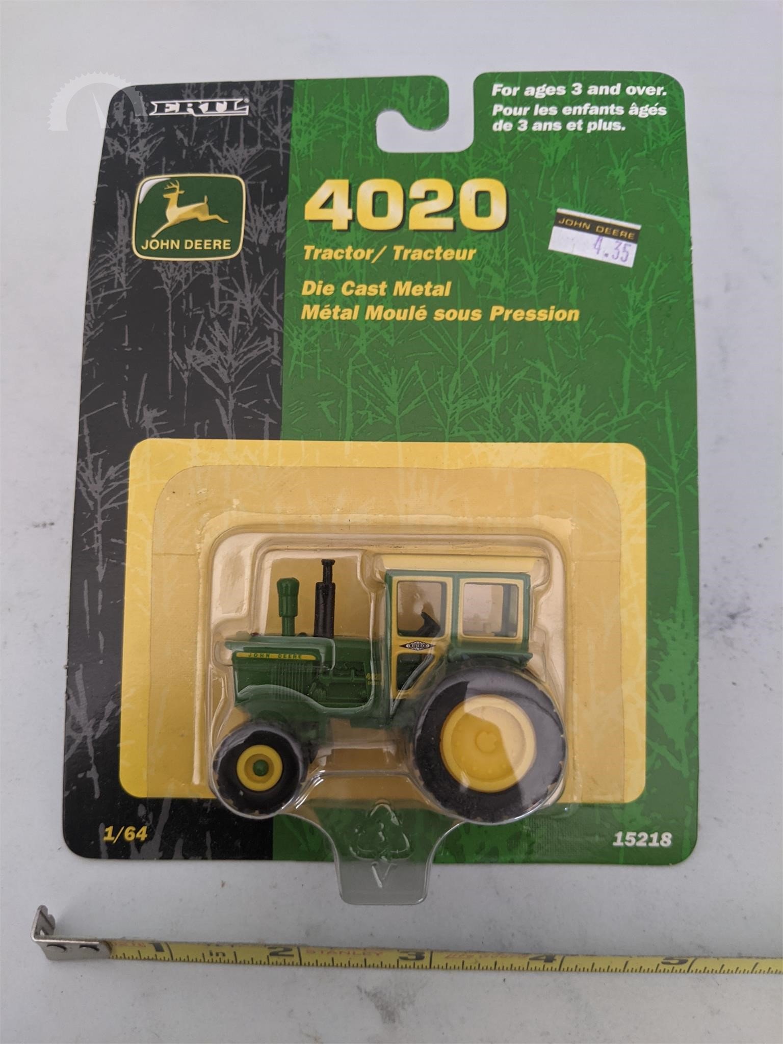 1/64 farm toy custom John Deere 4020 tractor w/ chrome stack front fenders 