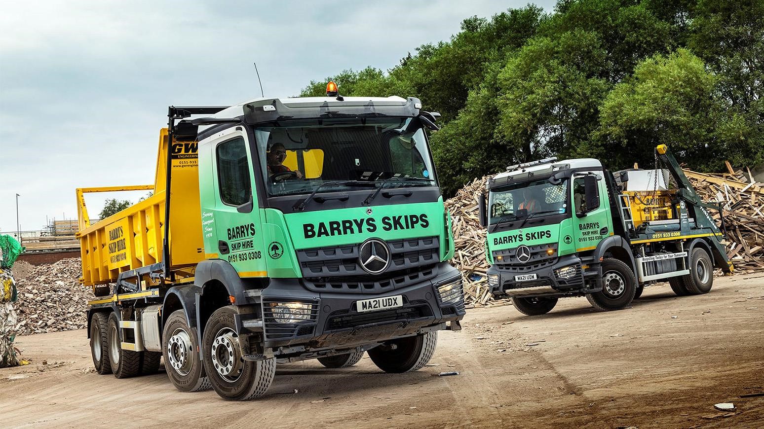 Barry’s Skip Hire Draws On First-Hand Evaluations To Inform Mercedes-Benz Arocs & Atego Skip Loader Purchase