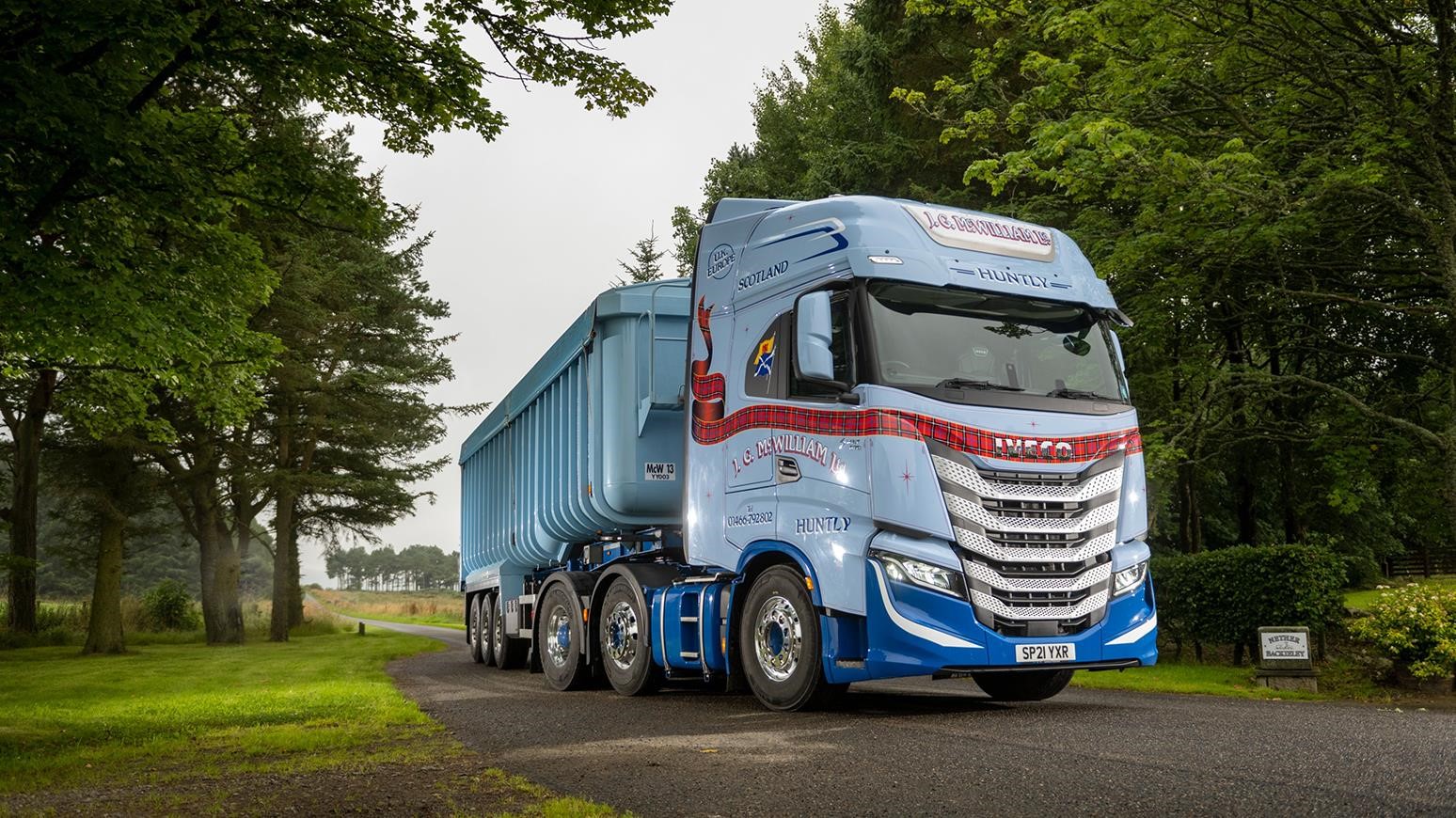 Haulier JG McWilliam Purchases Its First IVEVO S-WAY, Decked Out In Two-Tone Blue Colour Scheme & Tartan Ribbon