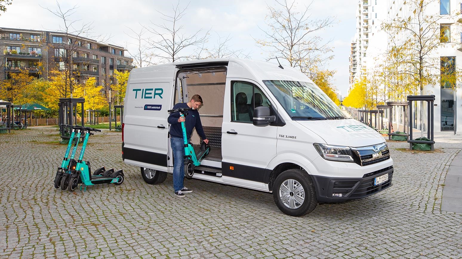 TIER Mobility Chooses MAN Electric Vans To Service E-Scooters Across Europe