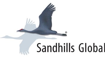 Sandhills Global logo with Sandhills cranes.