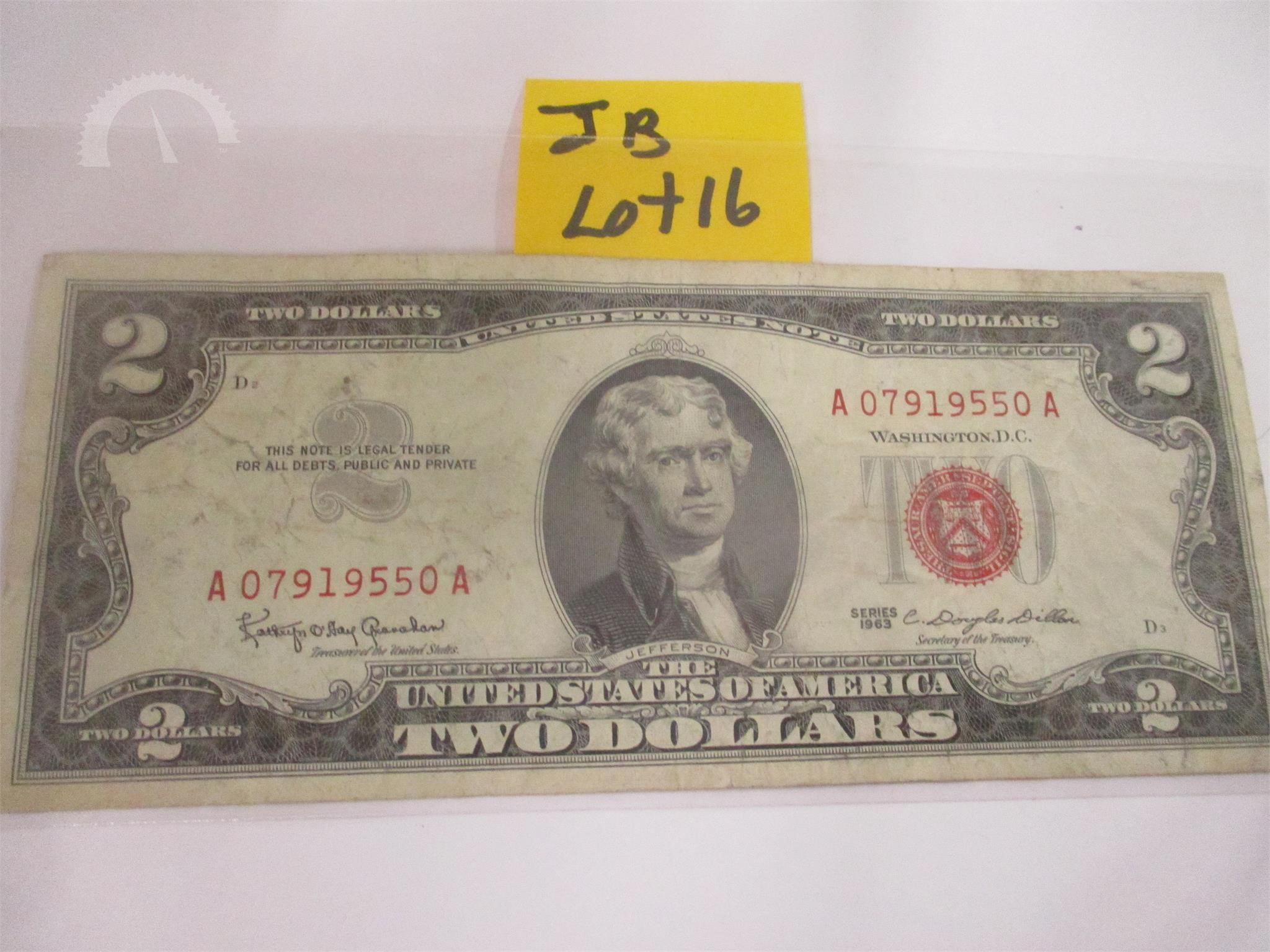 CURRENCY 1963 $2 BILL WITH RED SEAL | Online Auctions ...