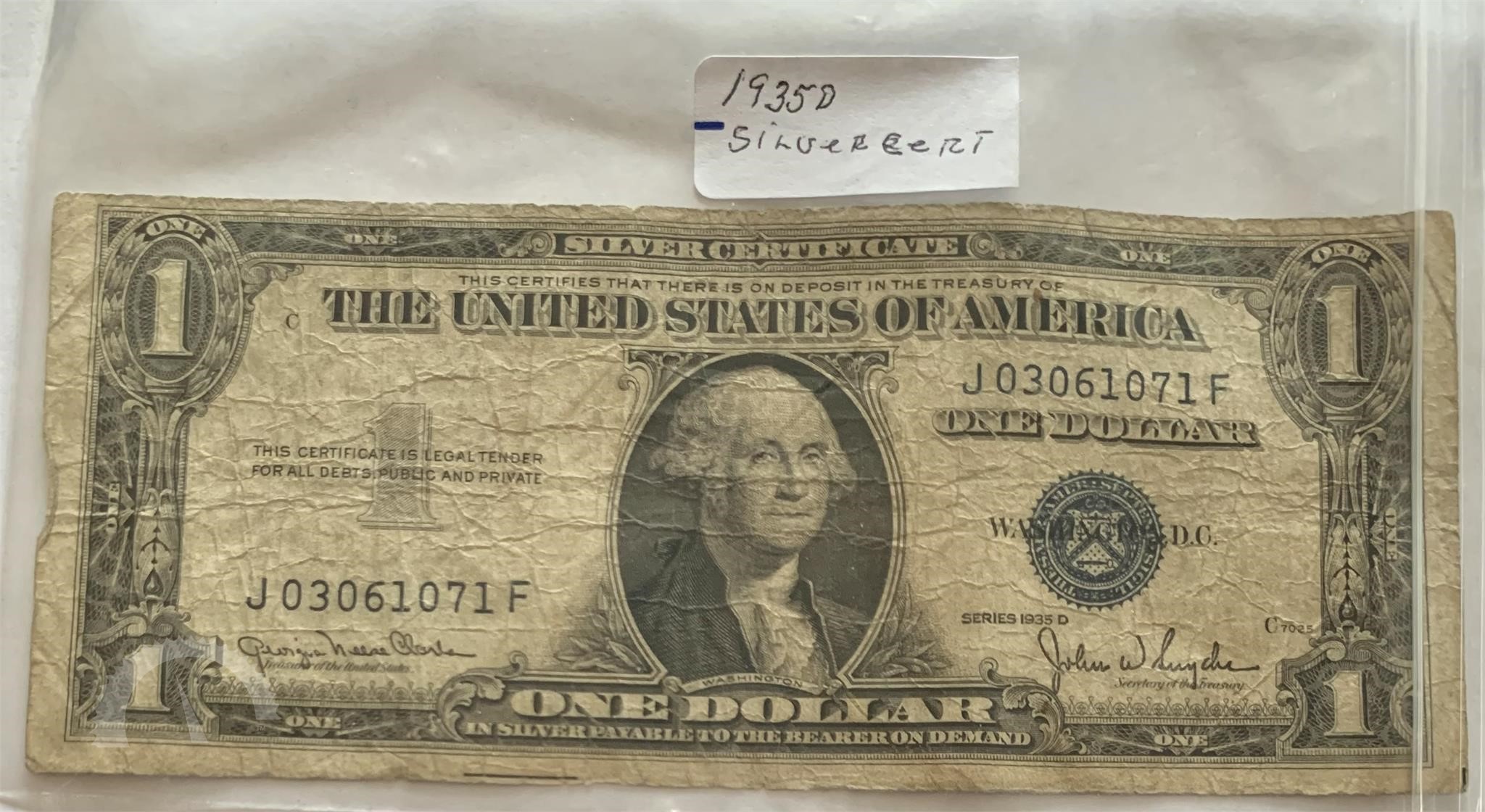 1935 D SILVER CERTIFICATE $1 BILL Otherstock Auction Results 1 1935 D SILVER CERTIFICATE $1 BILL Otherstock Auction Results 1