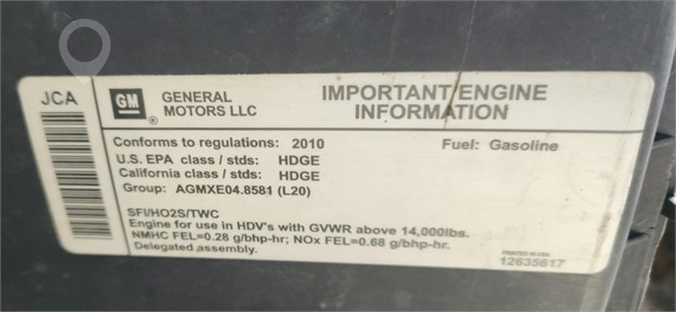 2010 GENERAL MOTORS 4.8 Used Engine Truck / Trailer Components for sale
