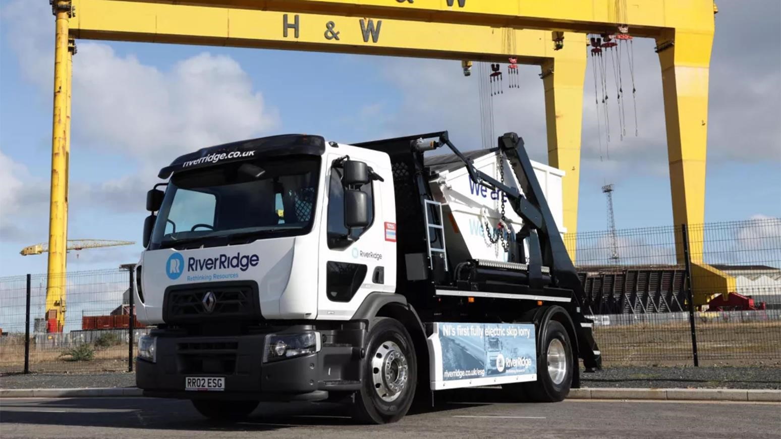 RiverRidge Acquires Renault E-tech D Wide, Northern Ireland’s First Electric Skip Loader Truck