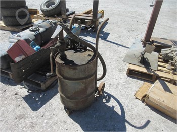 OIL BARREL CART VINTAGE ON STEEL Used Gas / Oil Collectibles upcoming auctions