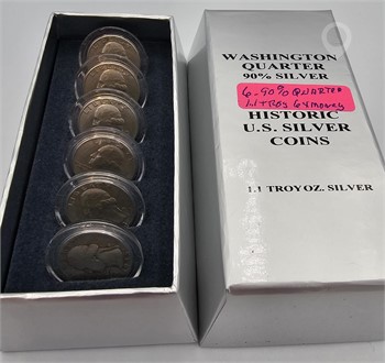 (6) WASHINGTON QUARTERS; 90% SILVER; (4) 1964, (1) Used Quarters U.S. Coins Coins / Currency upcoming auctions