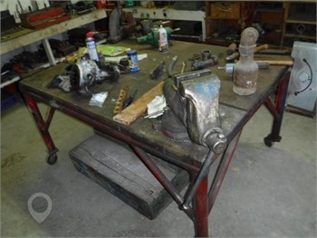 WORK BENCH, 3'8"X5', WOOD TOP, METAL FRAME, CASTER Used Workbenches / Tables Shop / Warehouse upcoming auctions