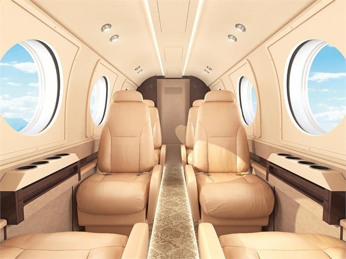 Business jet interior.
