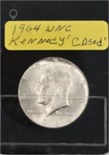 1964 KENNEDY HALF DOLLAR; UNC; ENCASED Used Half Dollars U.S. Coins Coins / Currency upcoming auctions