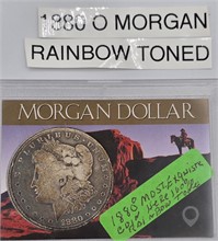 1880 O MORGAN SILVER DOLLAR; RAINBOW TONED Used Dollars U.S. Coins Coins / Currency upcoming auctions