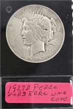 1927 D PEACE SILVER DOLLAR; UNC CONDITION; VERY RA Used Dollars U.S. Coins Coins / Currency upcoming auctions