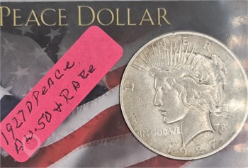 1927 PEACE DOLLAR; AU 50; RARE Used Dollars U.S. Coins Coins / Currency upcoming auctions