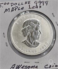 2012 $5 MAPLE LEAF; ONE OUNCE 9999 FINE SILVER Used Silver Bullion Coins / Currency upcoming auctions