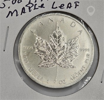 $5 SILVER MAPLE LEAF; ONE OUNCE FINE SILLVER; 9999 Used Silver Bullion Coins / Currency upcoming auctions