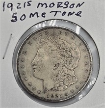 1921 S MORGAN SILVER DOLLAR; SOME TONE Used Dollars U.S. Coins Coins / Currency upcoming auctions