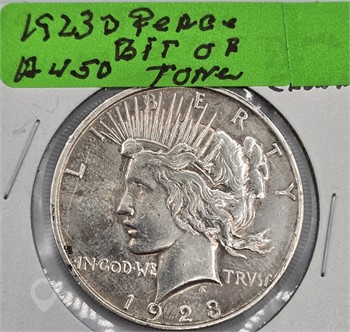 1923 D PEACE SILVER DOLLAR; AU 50; SMALL AMOUNT OF Used Dollars U.S. Coins Coins / Currency upcoming auctions