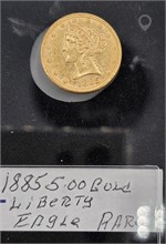 1885 $5 LIBERTY EAGLE GOLD COIN; RARE Used Gold Coins (Pre-1933) U.S. Coins Coins / Currency upcoming auctions