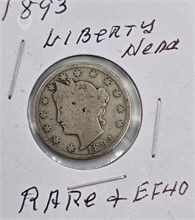 1893  LIBERTY HEAD NICKEL; EF 40 Used Nickels U.S. Coins Coins / Currency upcoming auctions