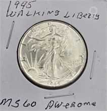 1945 WALKING LIBERTY HALF DOLLAR; MS 60 Used Half Dollars U.S. Coins Coins / Currency upcoming auctions
