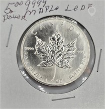 1990 $5 CANADIAN MAPLE LEAF; 9999 FINE SILVER Used Silver Bullion Coins / Currency upcoming auctions